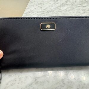 Kate Spade long continental wallet black canvas